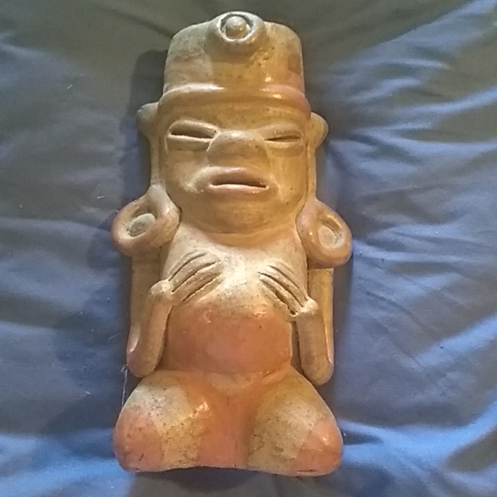 AUTHENTIC Mayan Red Clay Statue.